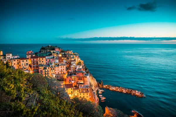 Beautiful Manarola at Night, Cinque Terre, Italy Free Photo