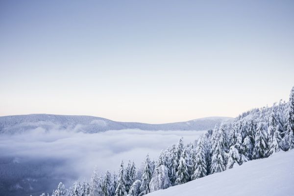 Beautiful Mountains with Snow Cloudless Panorama Free Stock Photo