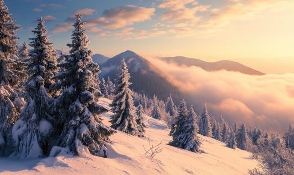 Beautiful Winter Mountains with Inversion during Golden Hour Free Stock Photo