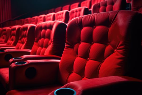 Classic Red Seats in Luxury Commercial Cinema Free Image