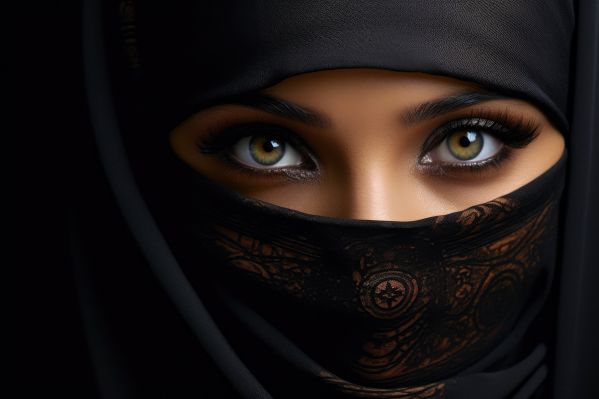 Deep Eyes Look of Beautiful Muslim Arab Woman in Niqab Free Image