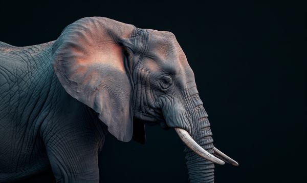 Elephant Profile Portrait with Black Background Free Image