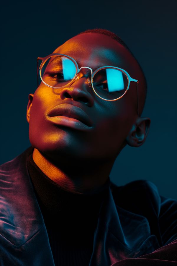 Fashion Portrait of an Elegant Black Man with Fashion Glasses Free Image