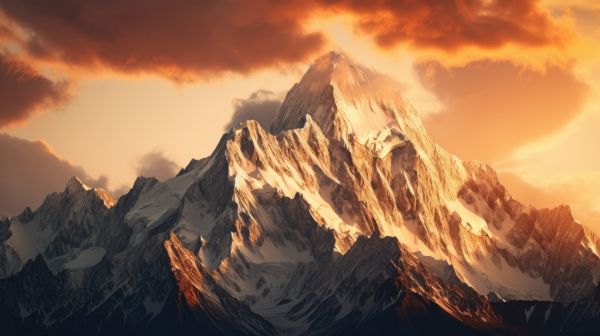 Golden Hour at Big Mountains Scenery Free Image