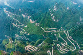 Heaven Linking Avenue of 99 curves at winding Road to The Heaven Gate Zhangjiajie Tianmen Mountain National Park Hunan China