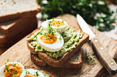 Healhy Breakfast Toast With Avocado, Egg