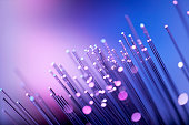 Fiber optics abstract background - Purple Blue Data Internet Technology Cable