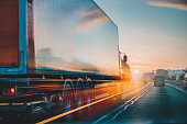 Lorry on motorway in motion