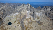 Aerial view of Dracie pleso (Dragon lake) in High Tatras mountains, Slovakia