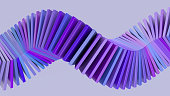 Spiral with blue and purple glossy blocks. Abstract illustration, 3d render.