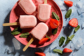 Strawberry Ice Cream Popsicles