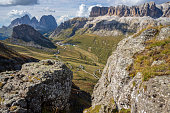 Great view of the Dolomites. Sella Group.