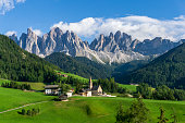 Great view of the Dolomites. Village of Santa Maddalena.