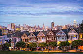 Painted Ladies in San Francisco at dusk