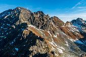 Sweinica, Zawrat and Zmarzle Czuby mountain peaks in autumn Tatra mountains