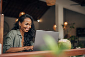 Modern woman using laptop