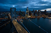 Aerial View of Bay Bridge at Twilight