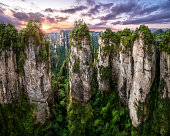 Landscape of Zhangjiajie at sunset. Avatar Hallelujah mountain