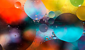 Macro oil and water multi colored abstract background