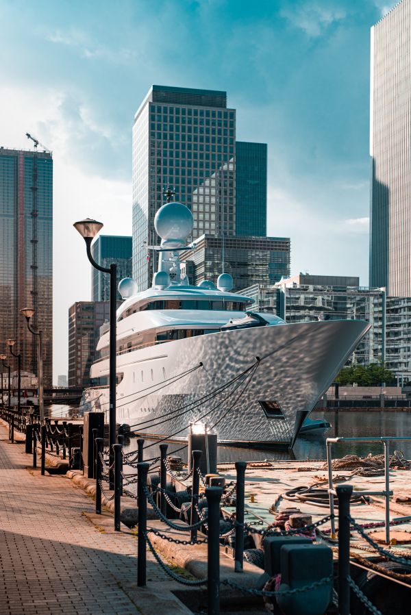 Luxury Mega Yacht in London Harbor Free Photo