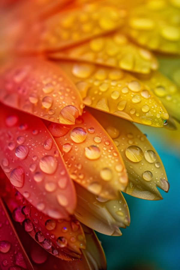 Macro Photo of Rain Drops on a Colorful Flower Free Image