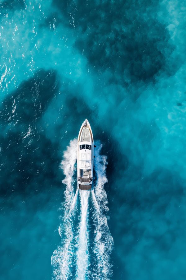 Motor Yacht Sailing on the Sea From Above Free Image