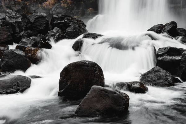 Öxarárfoss Waterfall Close Up Free Photo