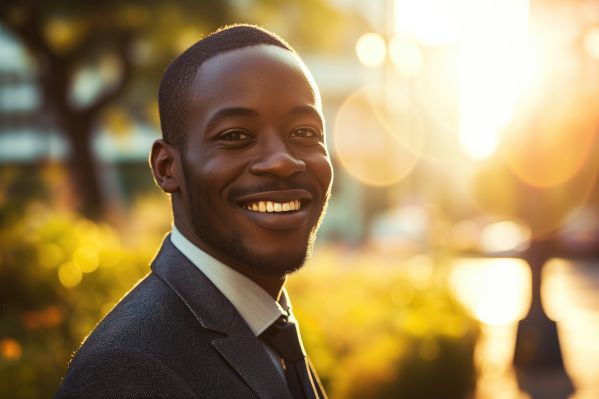 Portrait of Smiling Young African Man in Suit Free Image