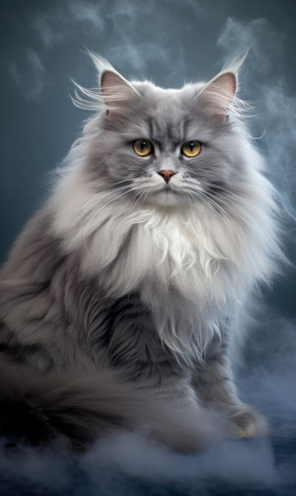 Professional Animal Portrait of Gray Fluffy Cat Free Image