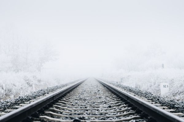 Railway Tracks in Winter Free Stock Photo