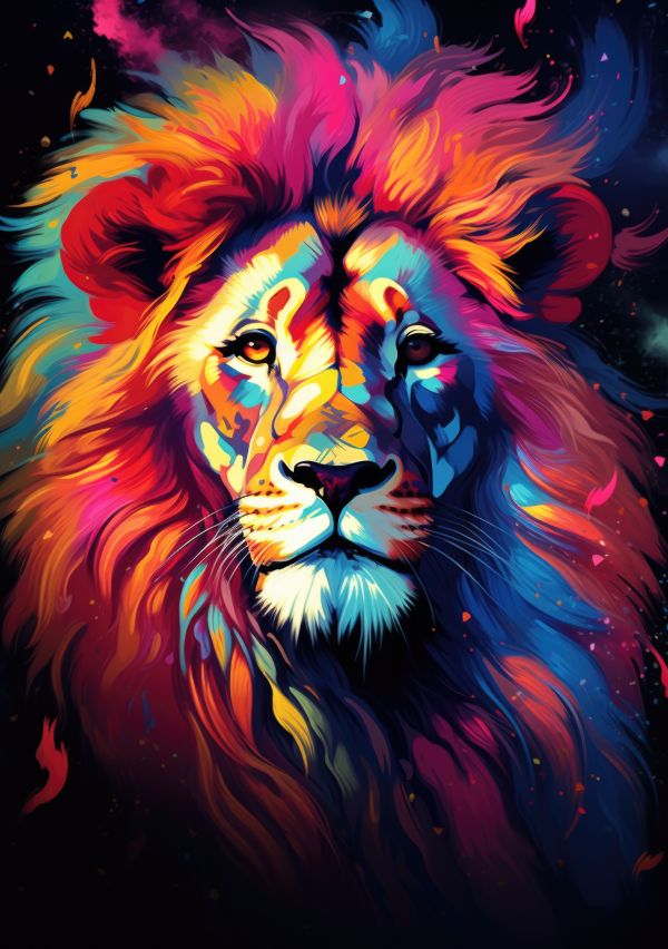 Rainbow Colors Lion Face Painting Free Image