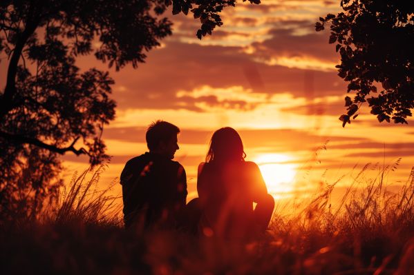 Romantic Love Date at Sunset Free Image