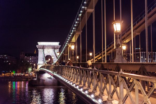 Széchenyi Chain Bridge in Budapest at Night Free Photo