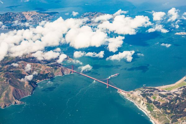 The San Francisco Golden Gate Bridge Captured from Airplane Free Photo