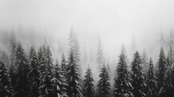 Treetops in Winter Foggy Nature Free Image