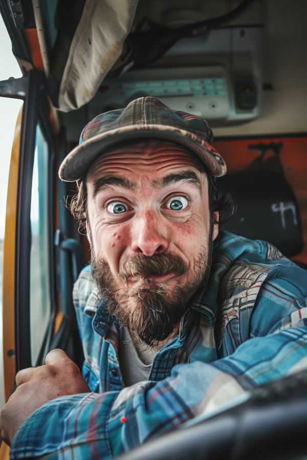 Truck Driver Making a Funny Face Free Image