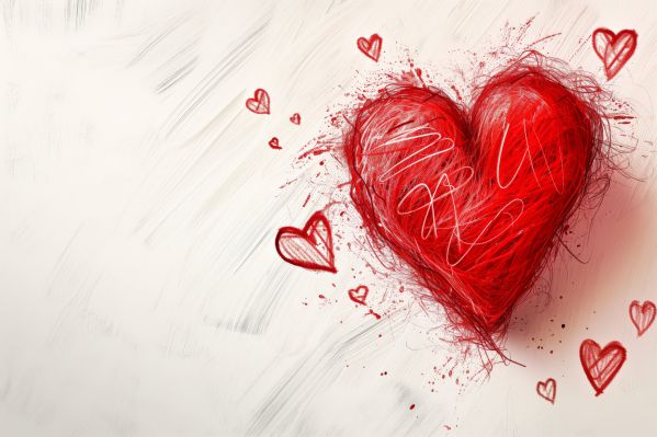 Valentine Heart Drawn With Crayons Space for Text Free Image