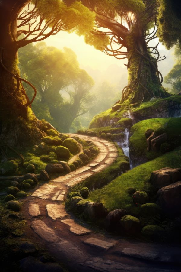 Winding Pathway Through Magical Fairytale Forest Free Image