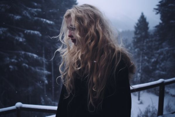 Young Blonde Woman Feeling Lost in Winter Free Image